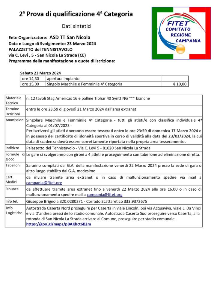 prova di qualificazione san nicola la strada 