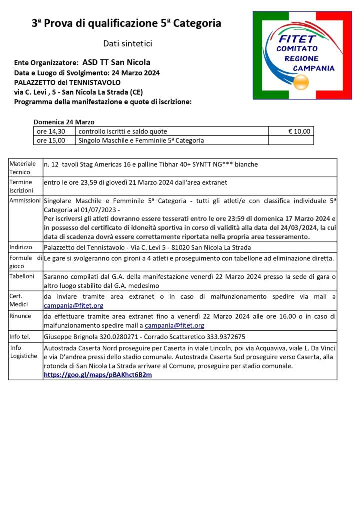 prova di qualificazione san nicola la strada
