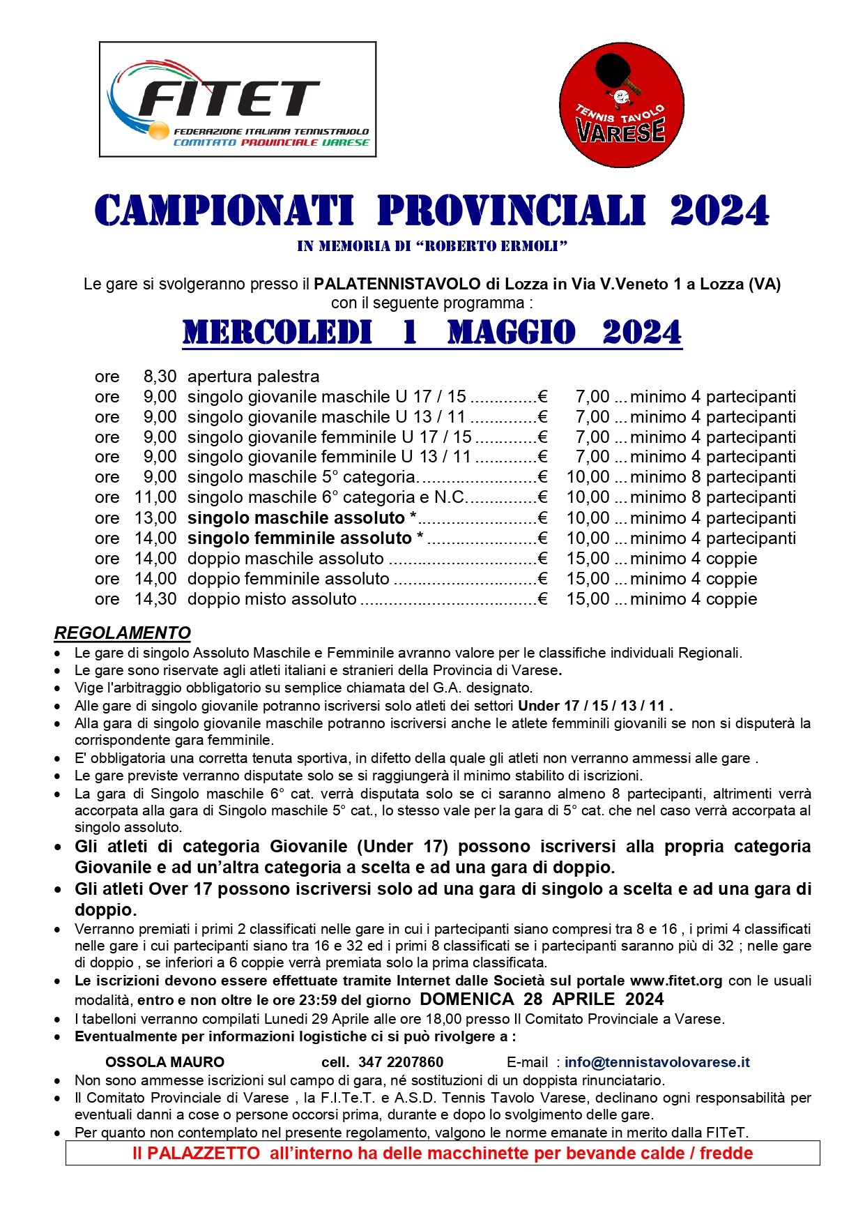 Campionati Provinciali di Tennistavolo