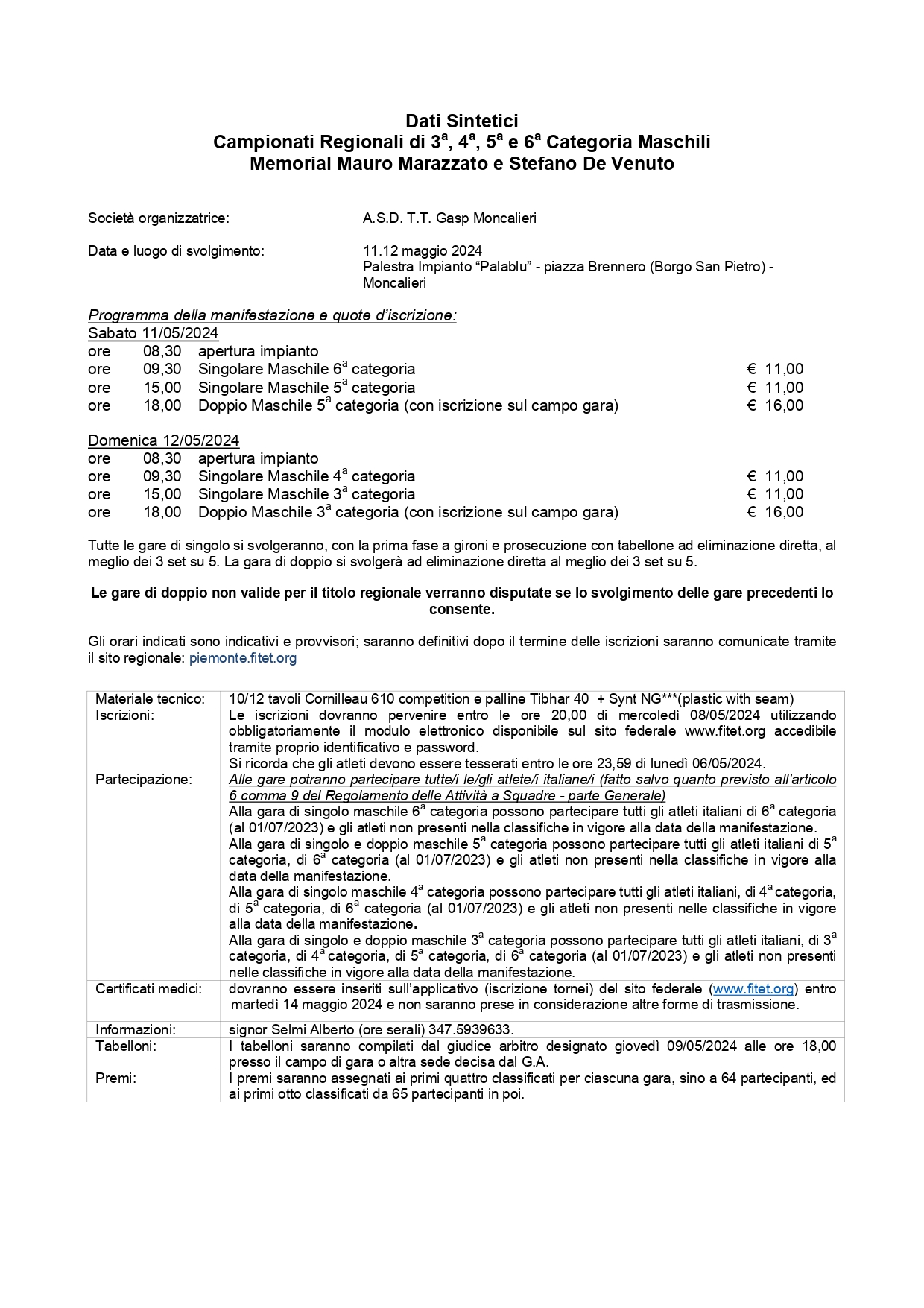 Campionati Regionali di Tennistavolo