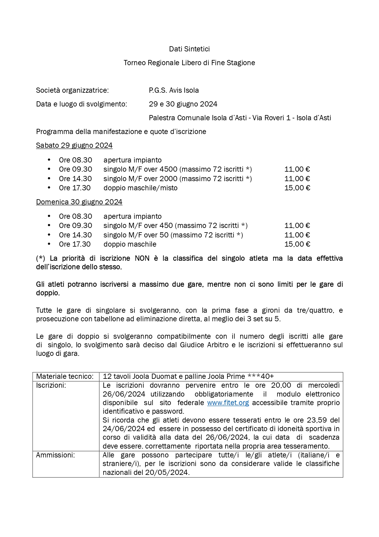 torneo regionale libero di tennistavolo