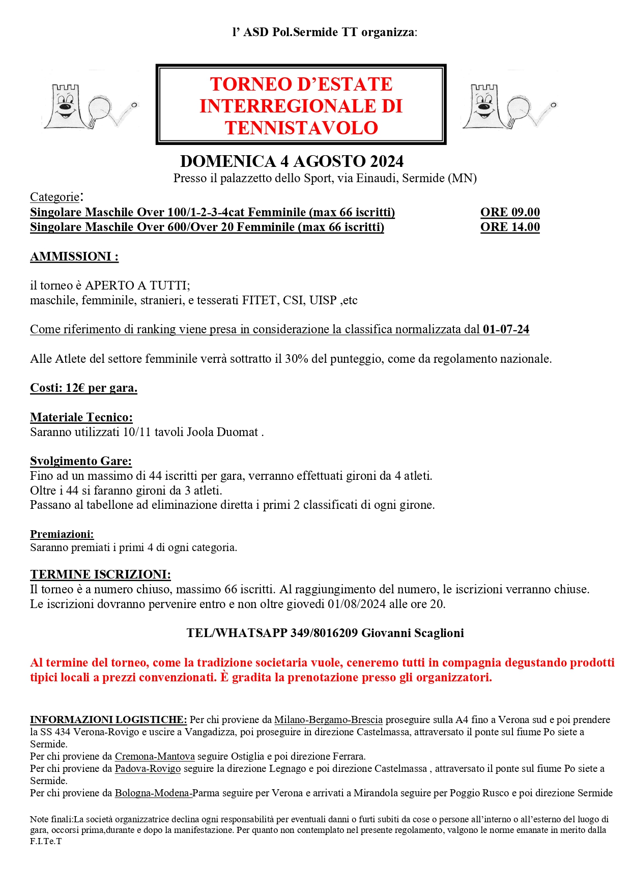 Torneo Estivo Interregionale Open di Tennistavolo
