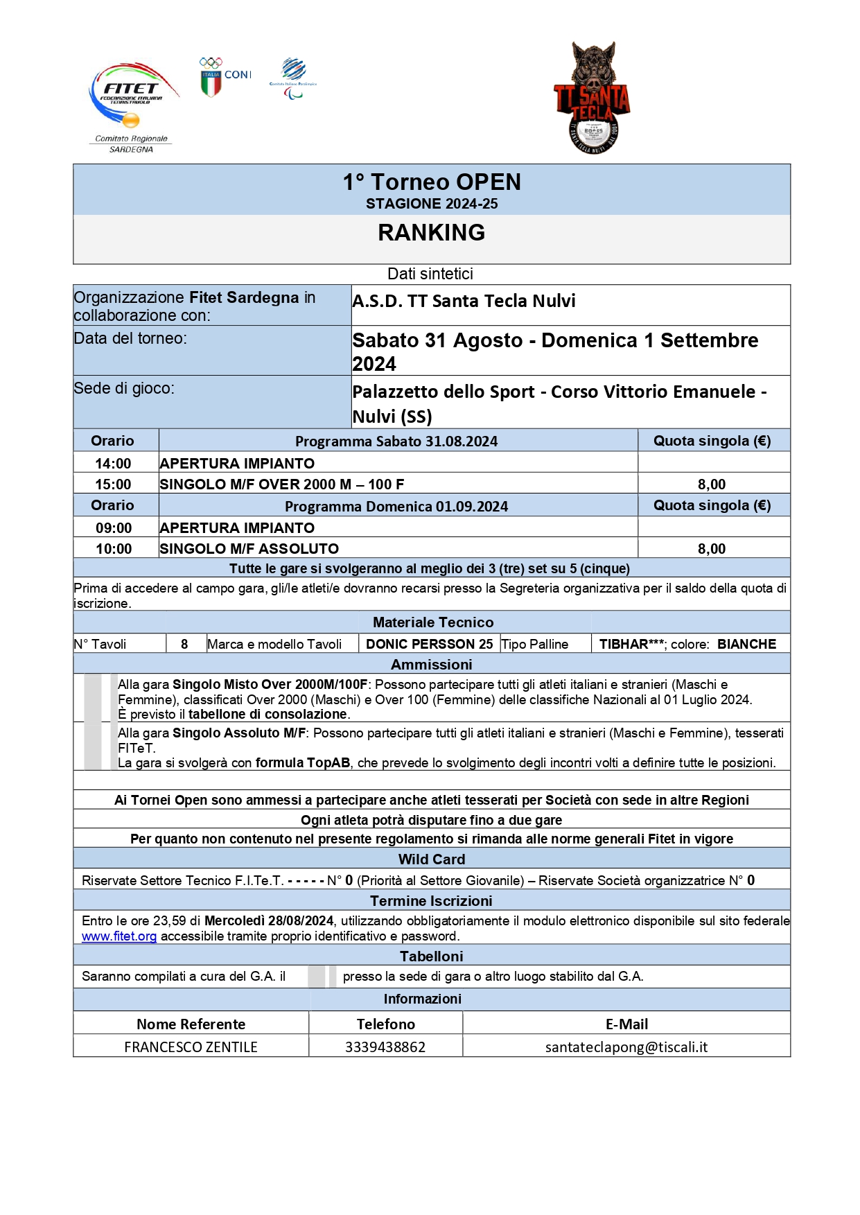 Torneo Interregionale Open di Tennistavolo