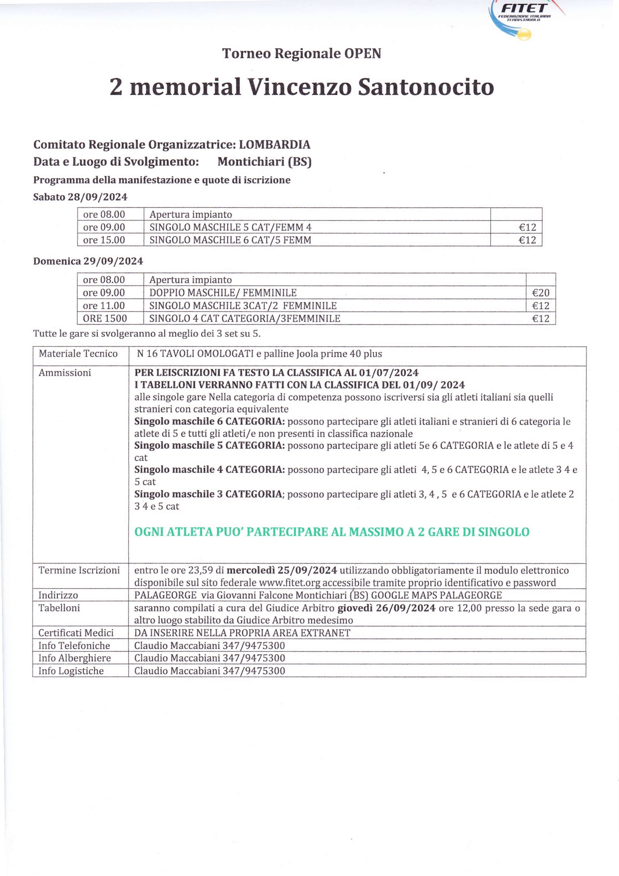 Torneo Open Interregionale di Tennistavolo