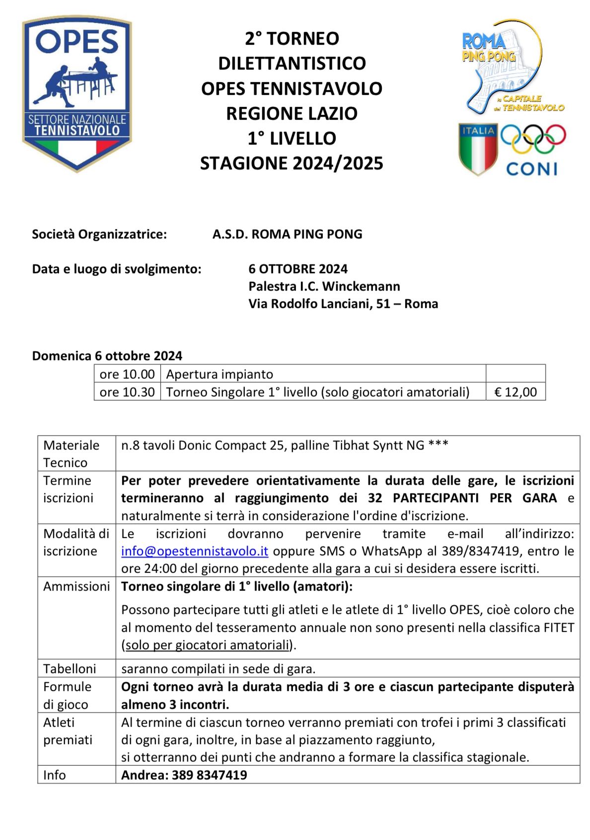2° TORNEO AMATORIALE OPES TENNISTAVOLO