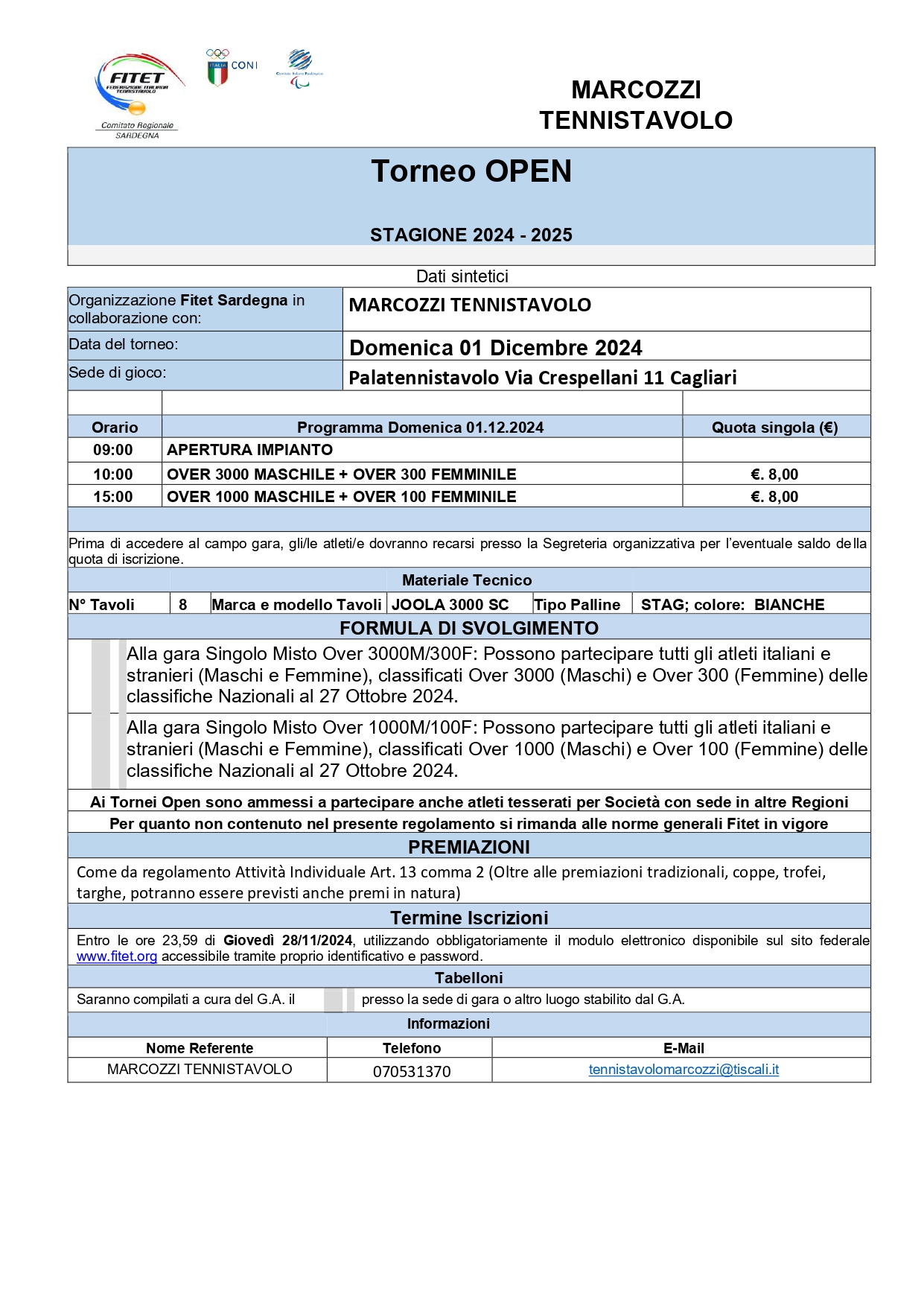 Torneo Interregionale Open di Tennistavolo