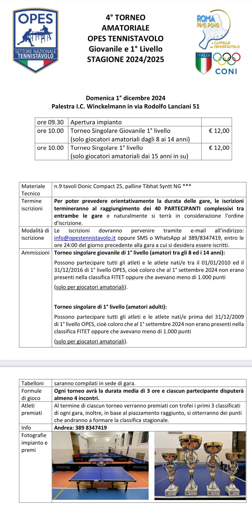 4° TORNEO AMATORIALE OPES TENNISTAVOLO