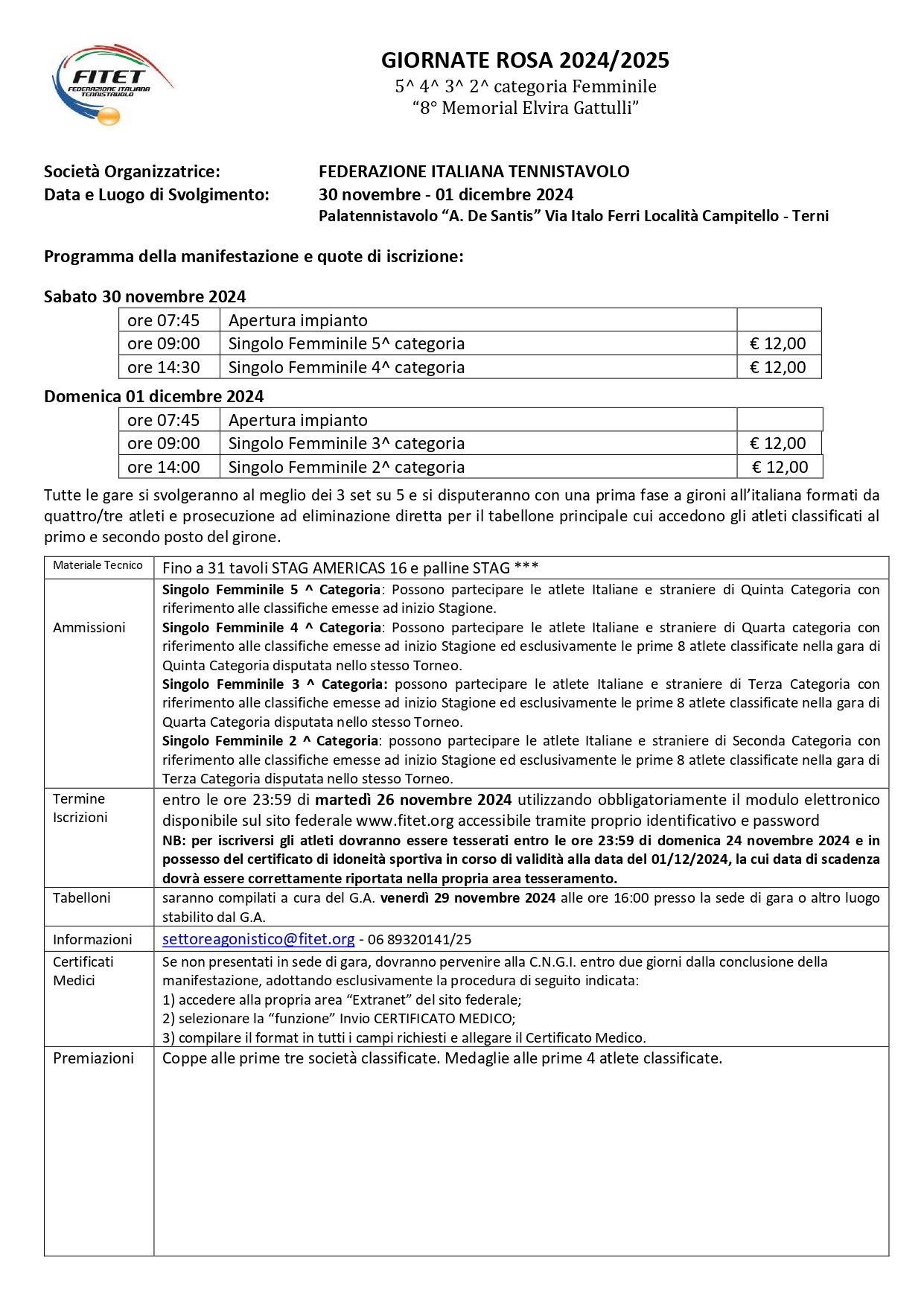 Giornate Rosa di Tennistavolo