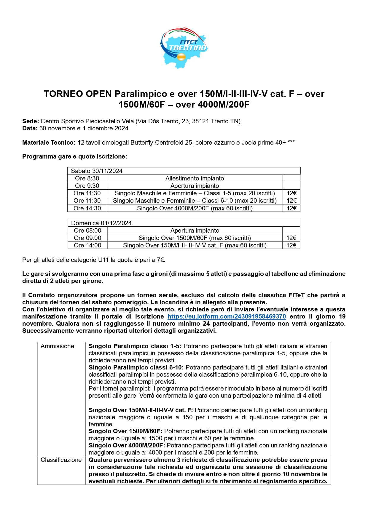 Torneo Interregionale Open di Tennistavolo