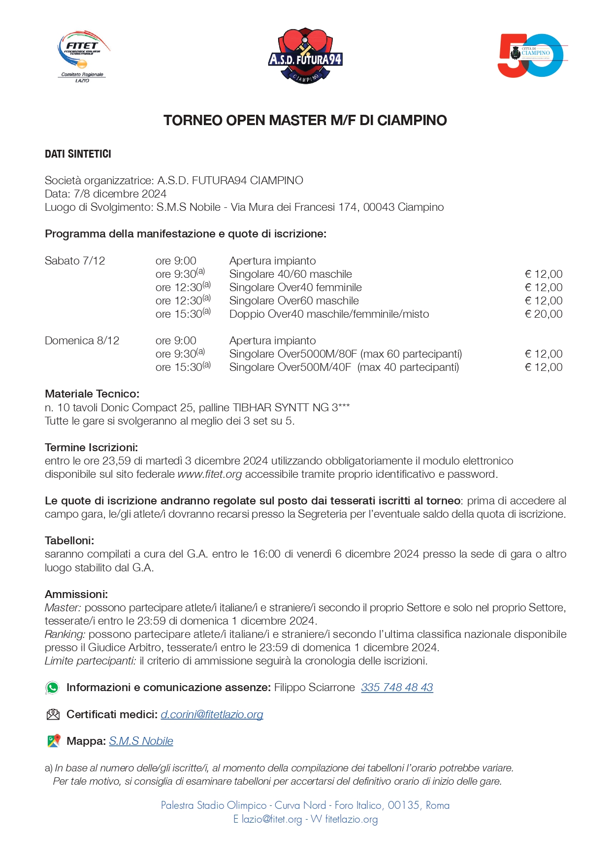 Torneo Master Interregionale Open di Tennistavolo