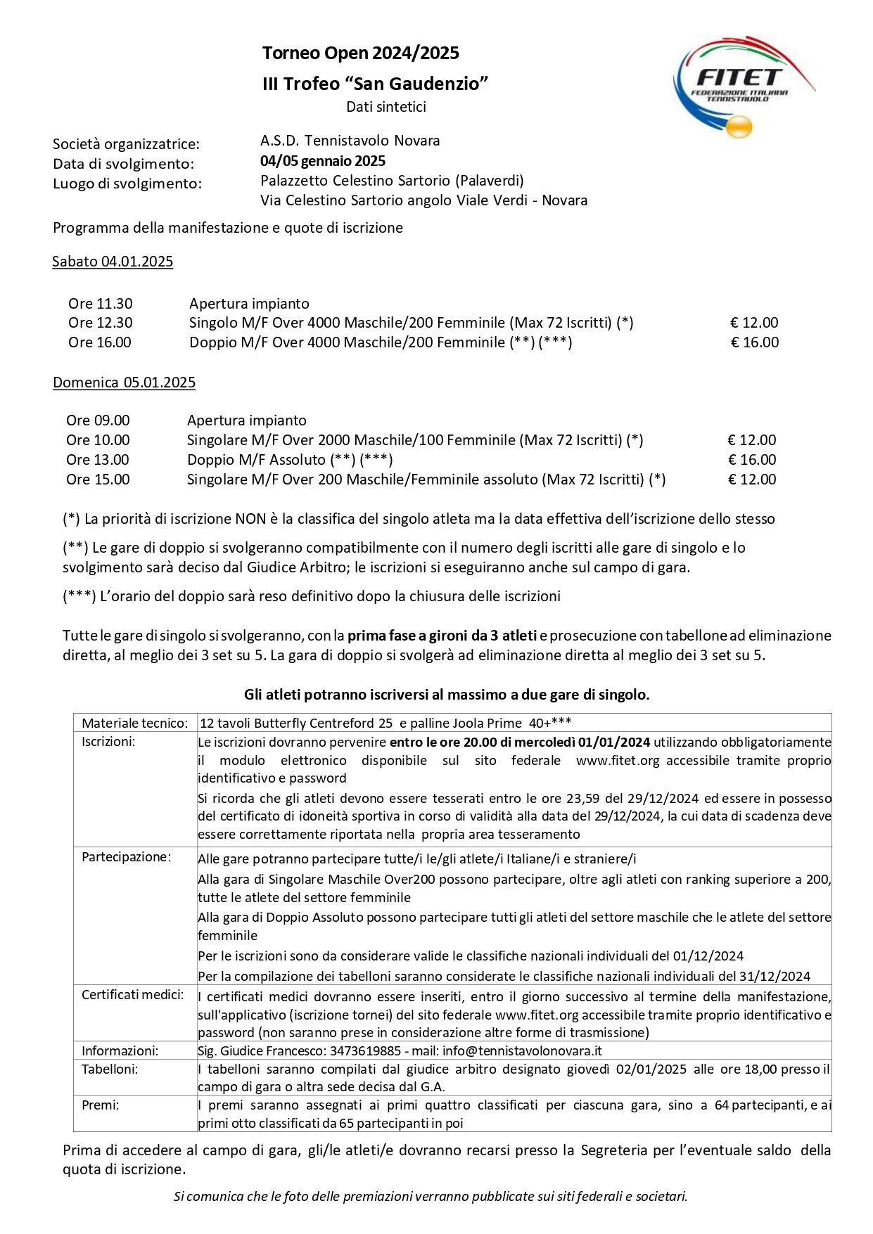 Torneo Open Interregionale di Tennistavolo
