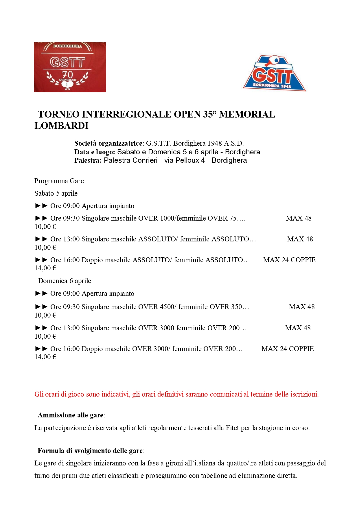 Torneo Interregionale Open di Tennistavolo