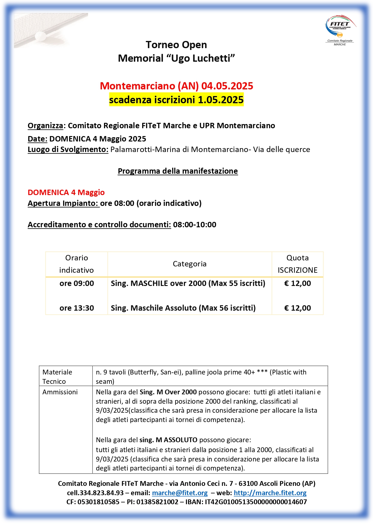 Torneo Interregionale Open di Tennistavolo