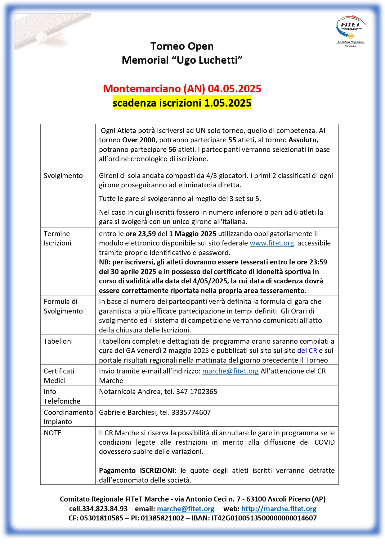 Torneo Interregionale Open di Tennistavolo