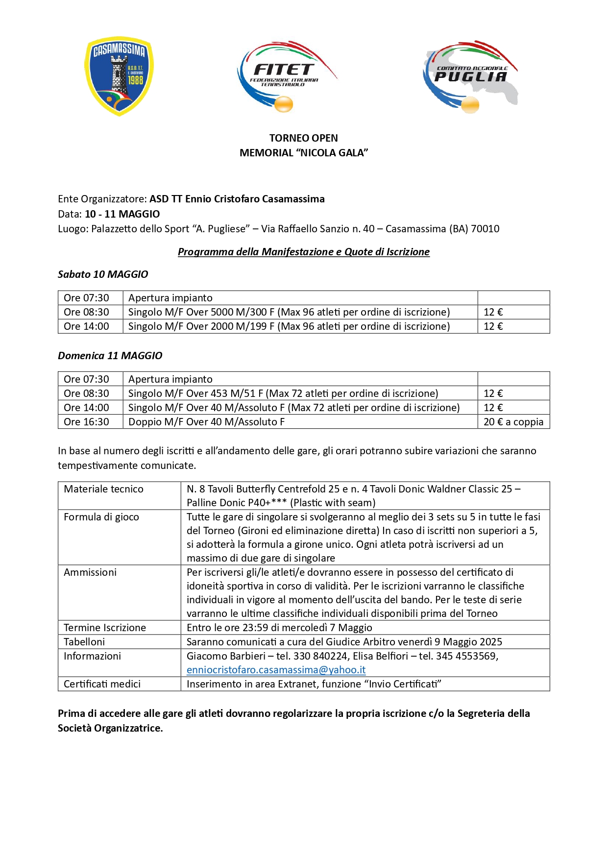 Torneo Interregionale Open di Tennistavolo
