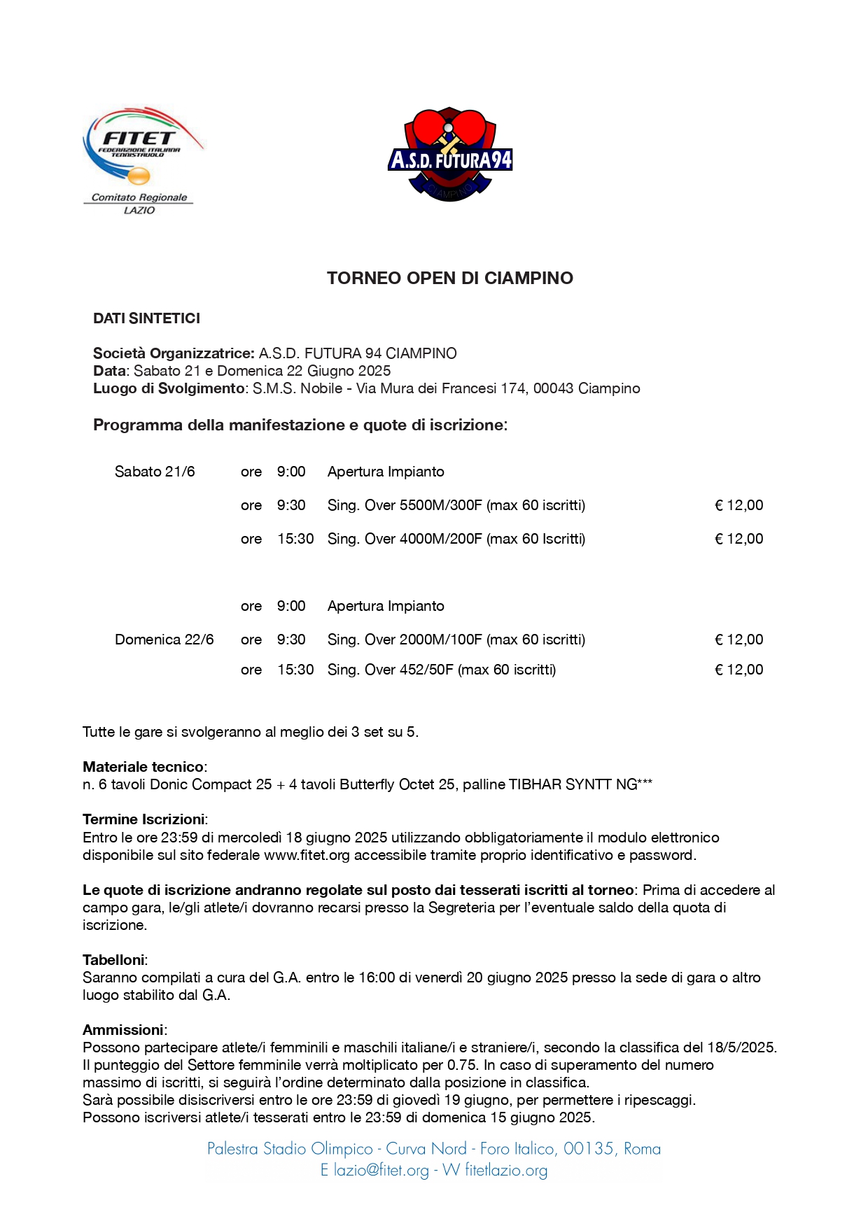 Torneo Open Interregionale di Tennistavolo