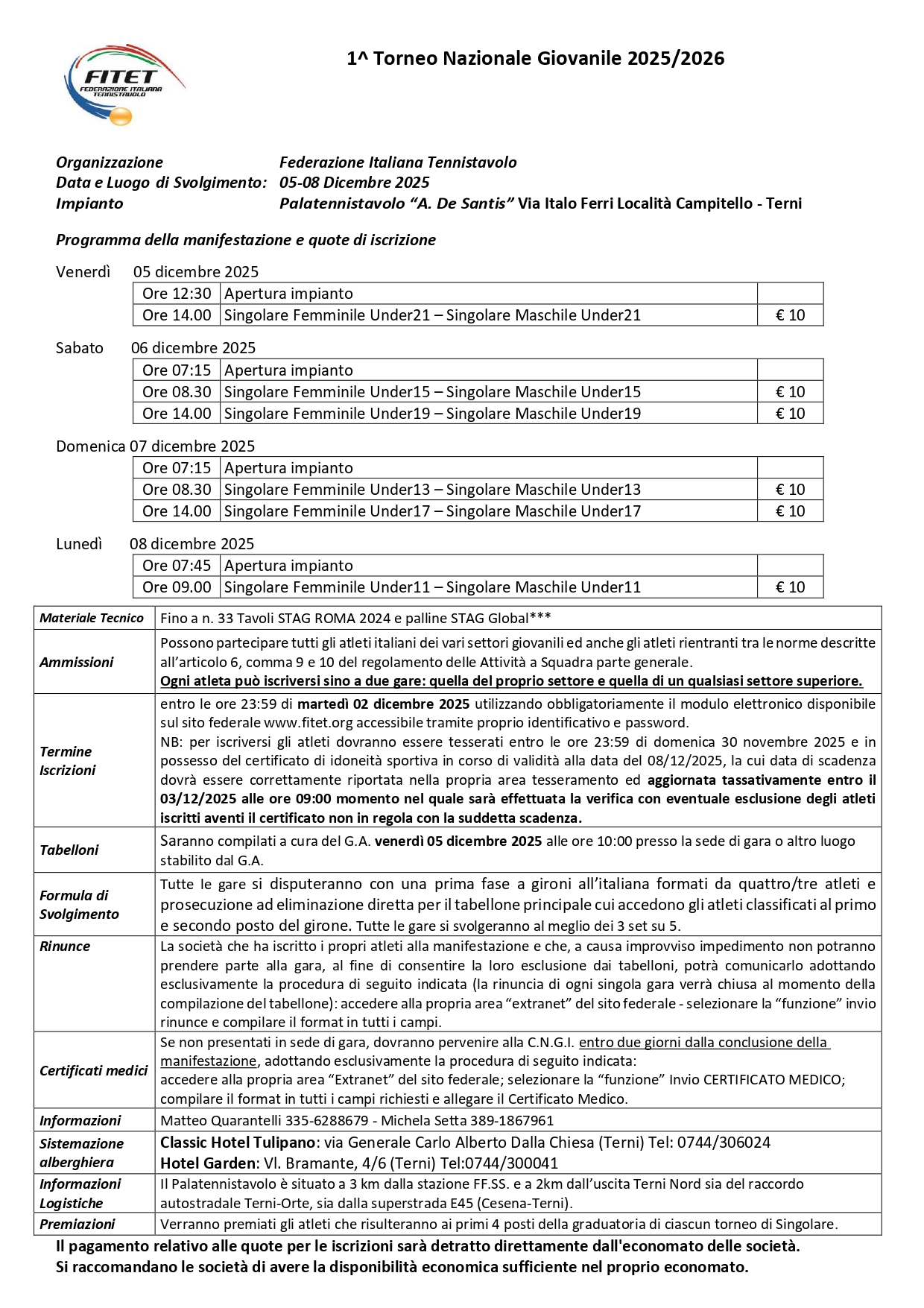 Torneo Nazionale Giovanile di Tennistavolo