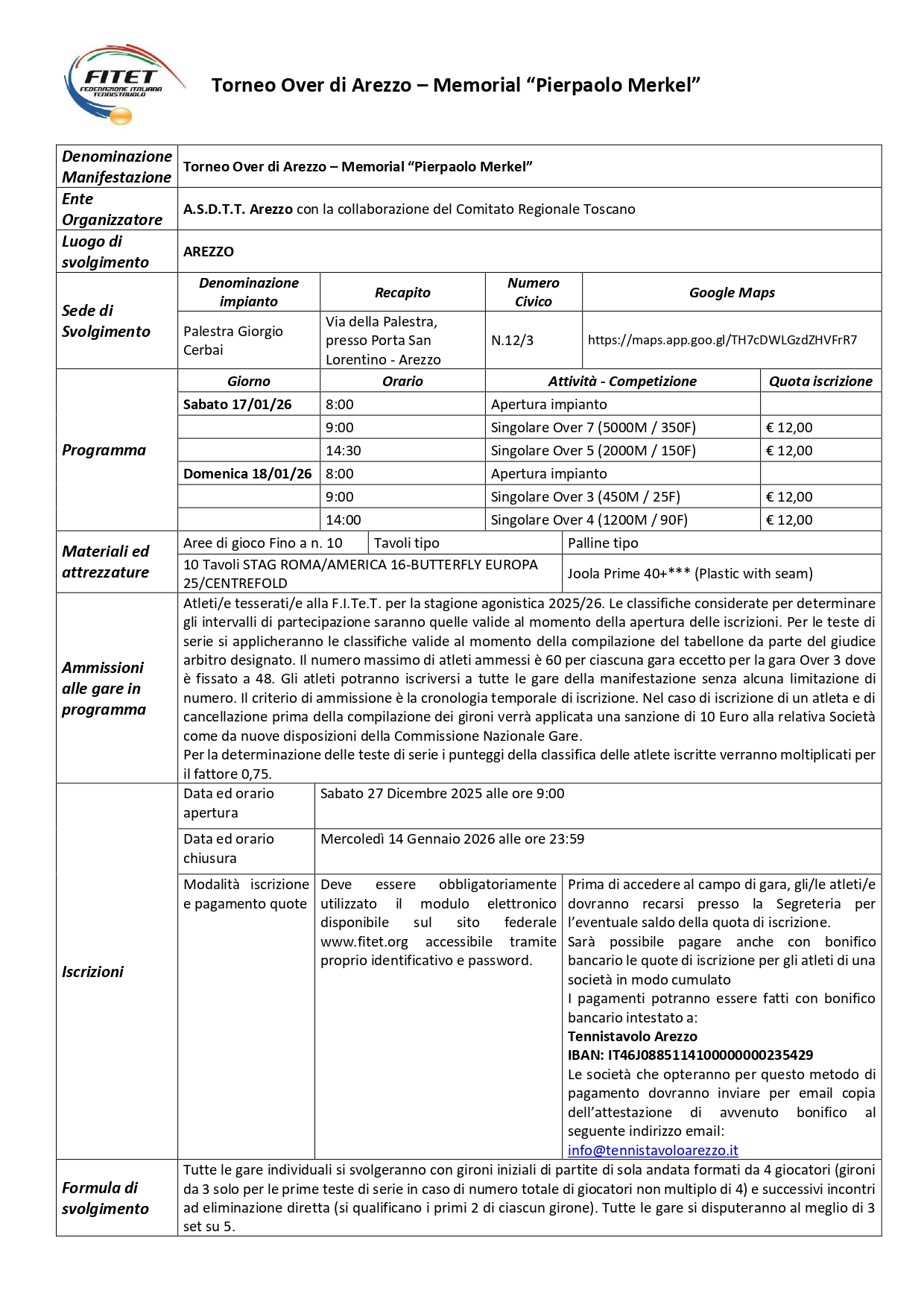 Torneo Over Interregionale di Tennistavolo