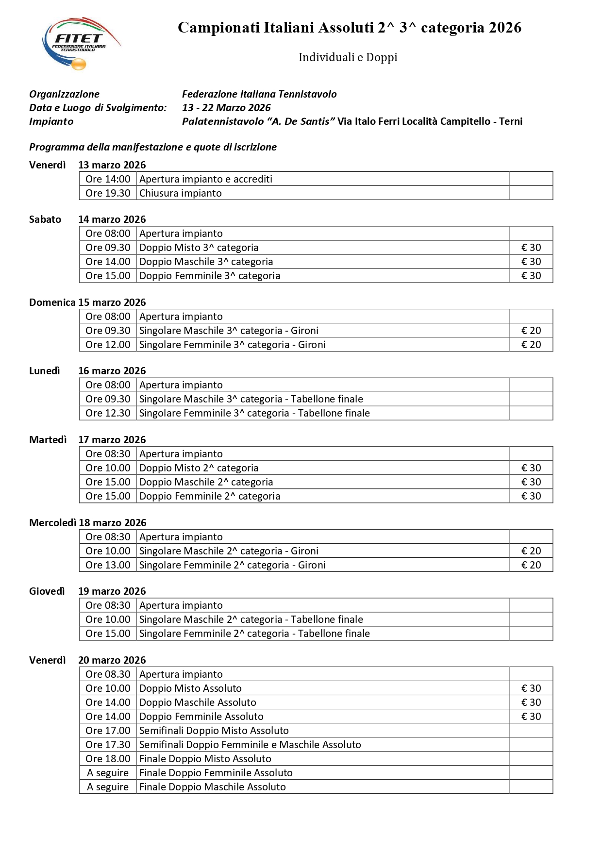 Campionati Italiani Assoluti di Tennistavolo