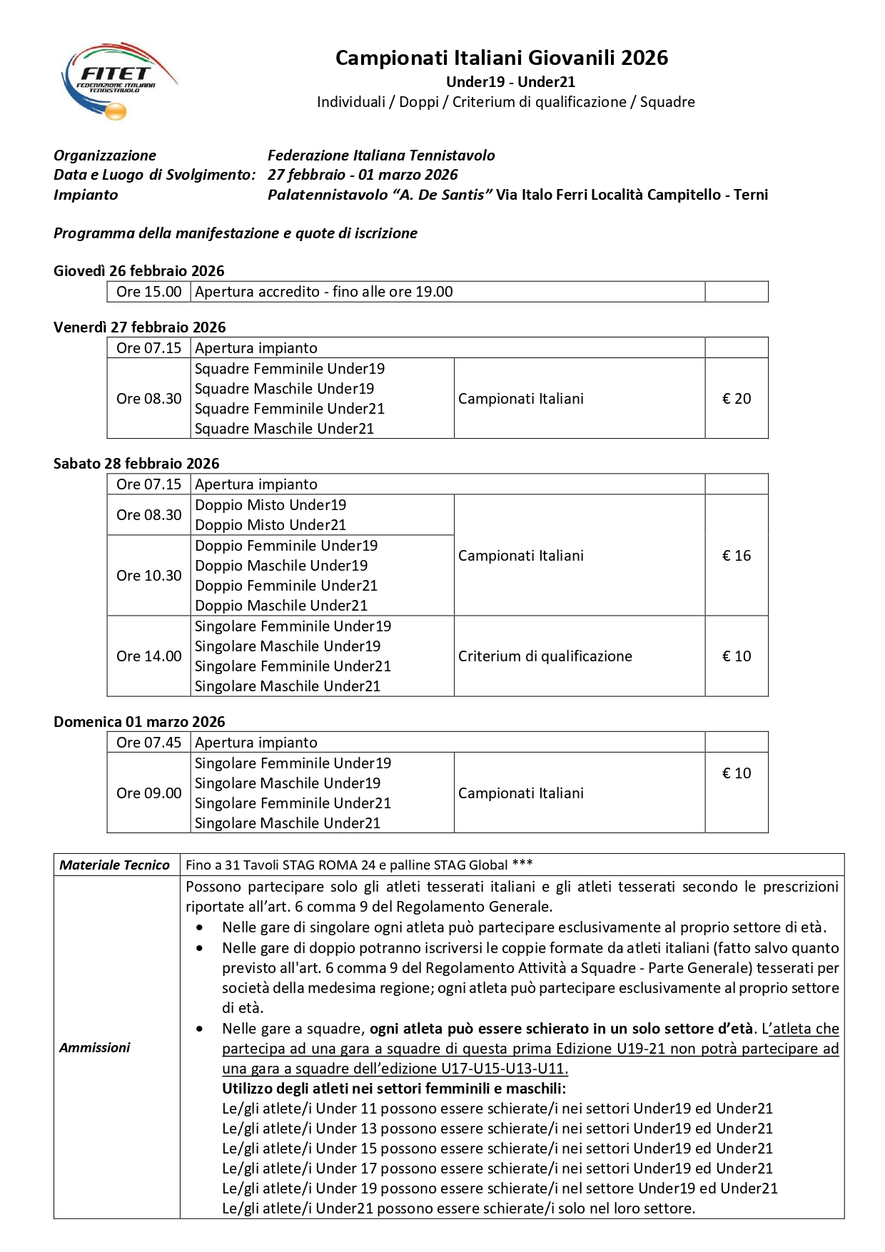 Campionati Italiani Giovanili di Tennistavolo