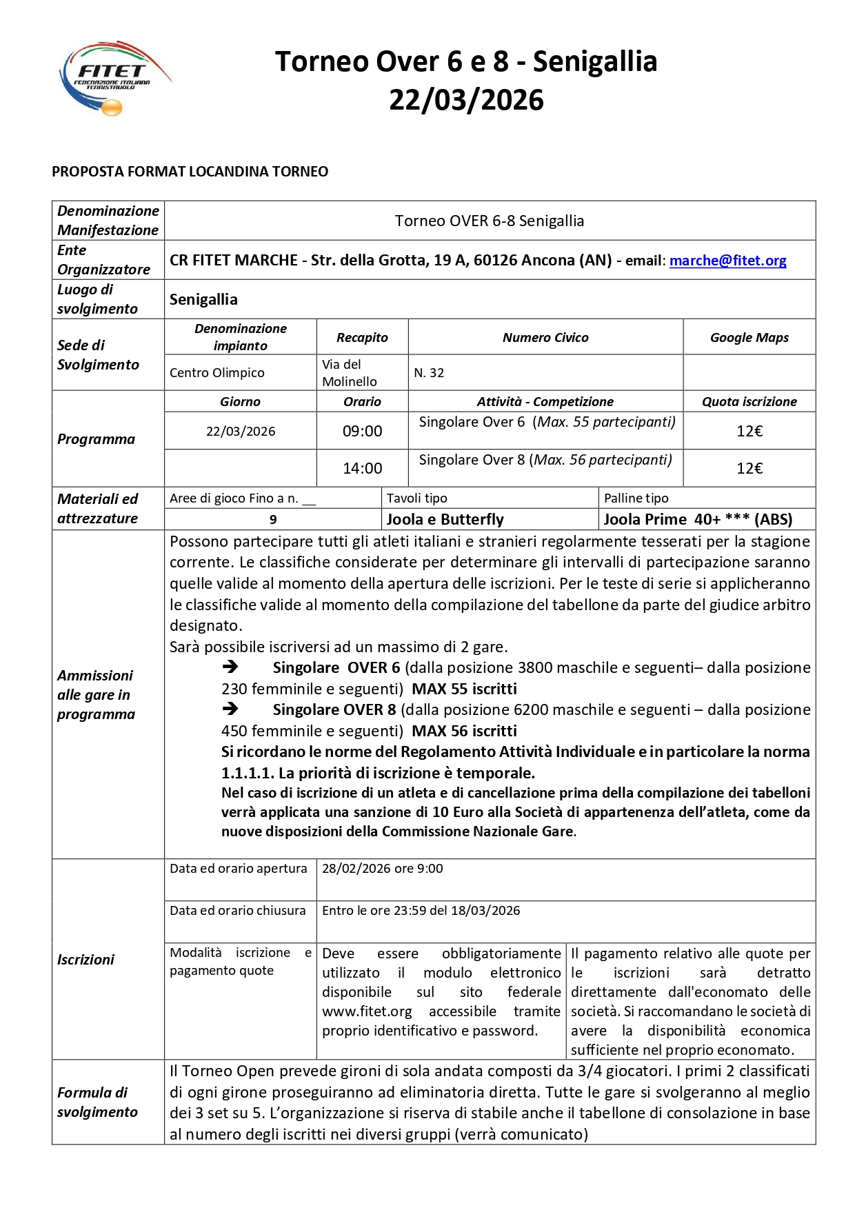Torneo Over Interregionale di Tennistavolo