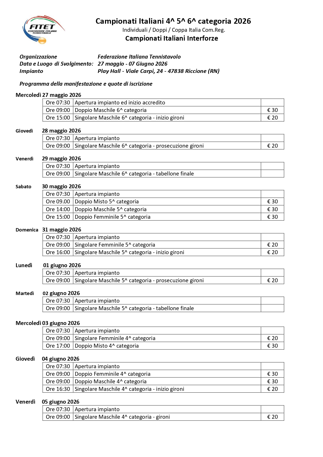 Campionati Italiani di Tennistavolo