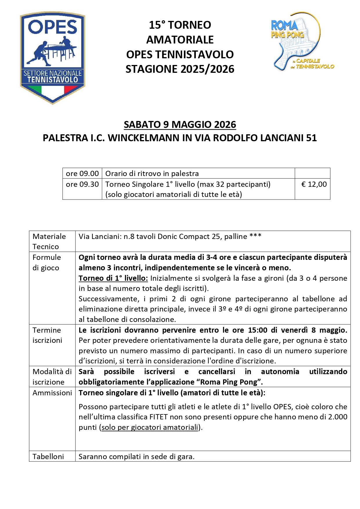 15° TORNEO AMATORIALE OPES TENNISTAVOLO