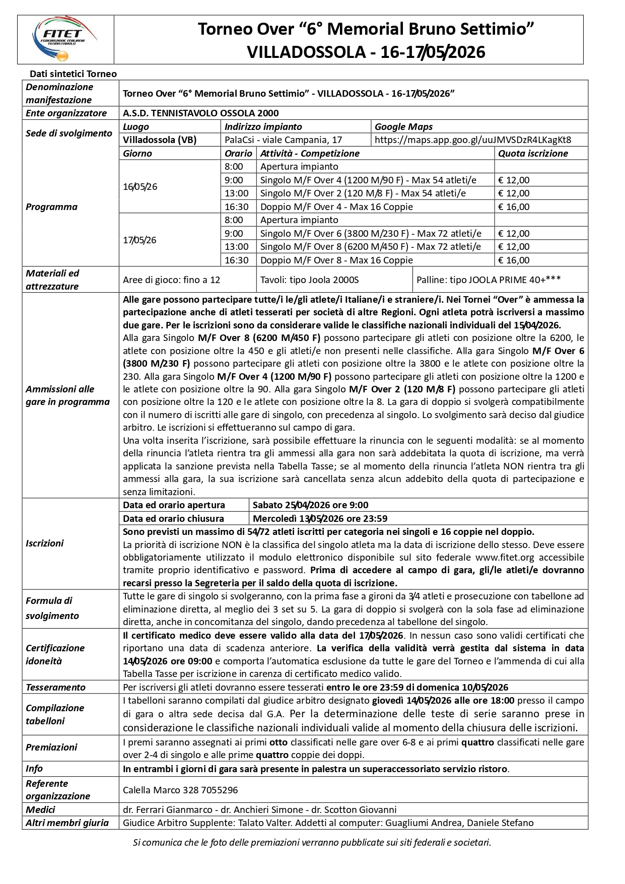 Torneo Over Interregionale di Tennistavolo