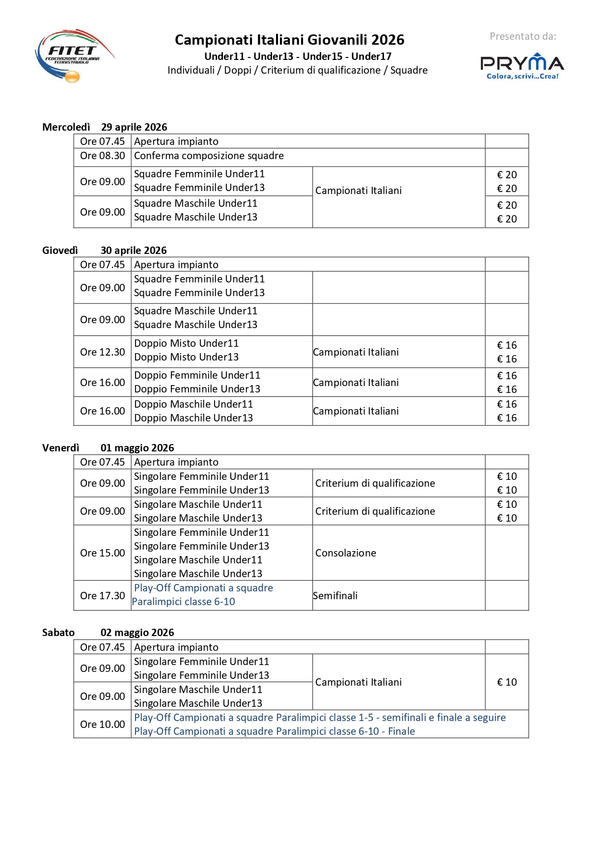 Campionati Italiani Giovanili di Tennistavolo