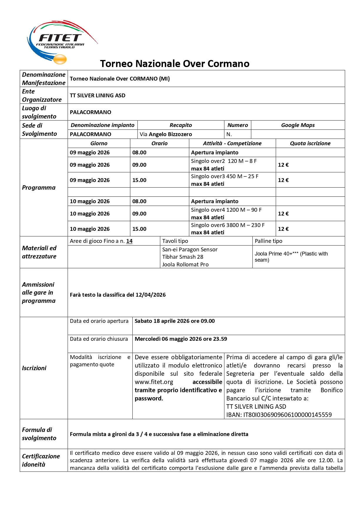 Torneo Over Interregionale di Tennistavolo
