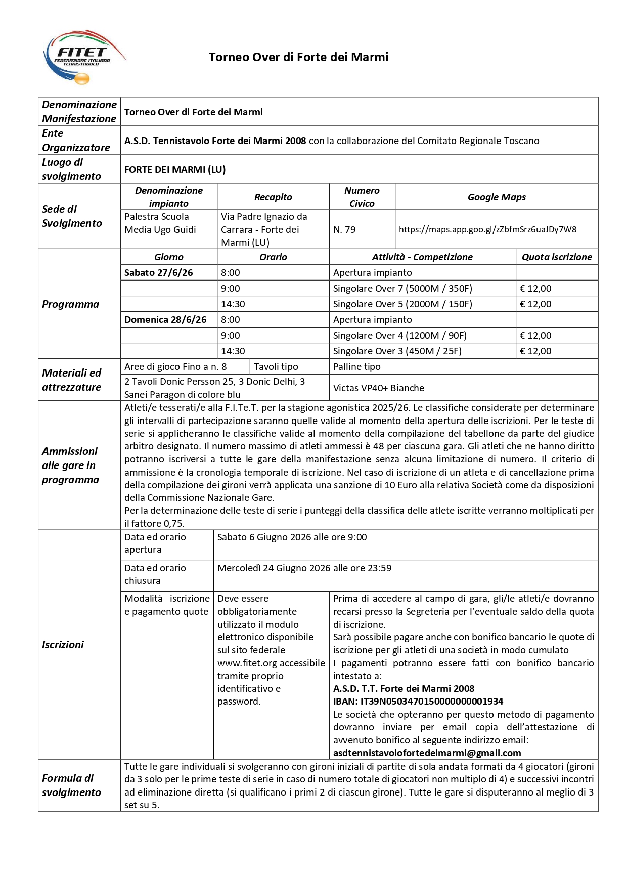 Torneo Over Interregionale di Tennistavolo