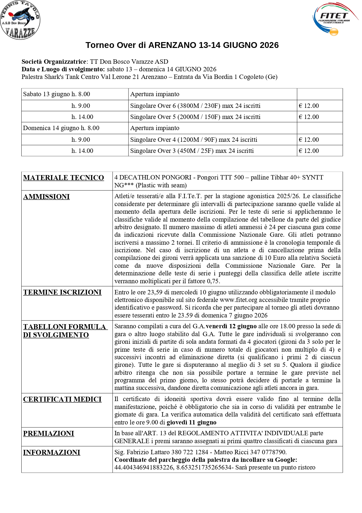 Torneo Over Interregionale di Tennistavolo