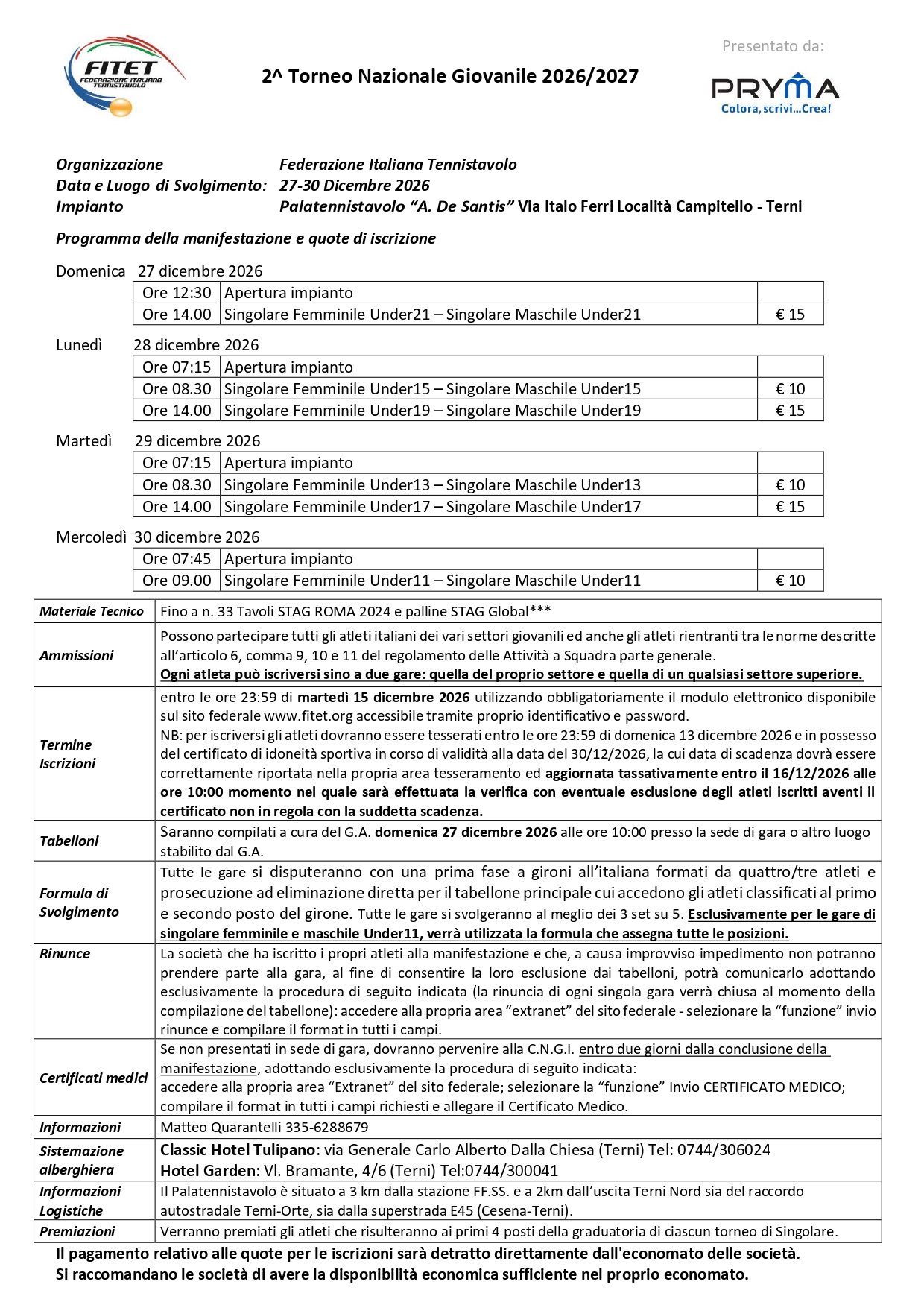 Torneo Nazionale Giovanile di Tennistavolo
