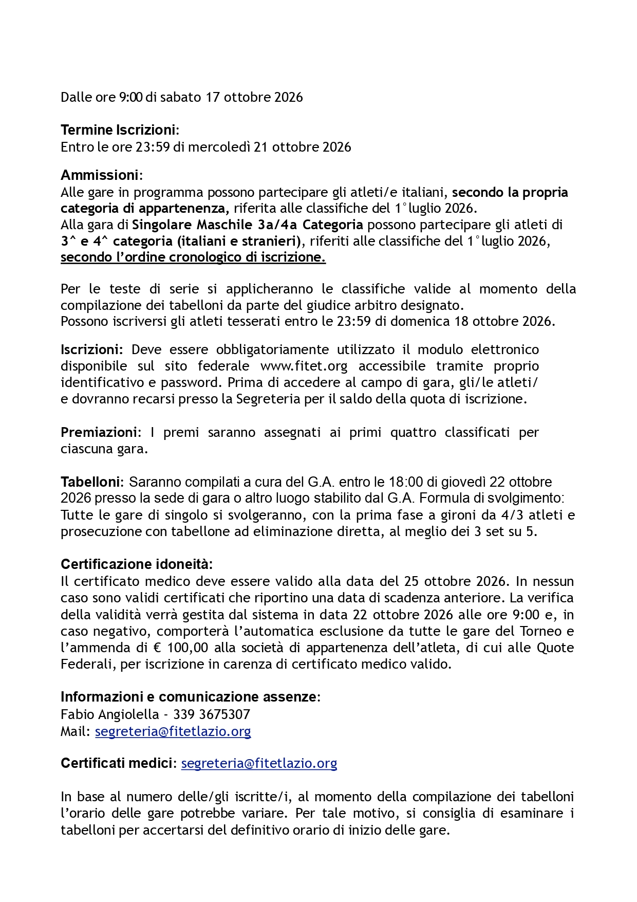Torneo Regionale di Qualificazione ai Campionati Italiani di Tennistavolo