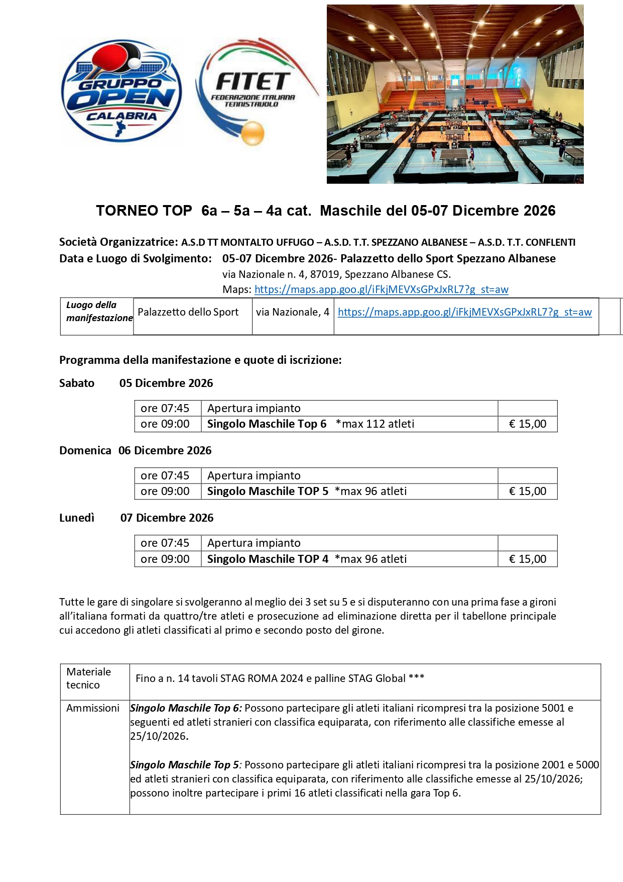 Torneo Nazionale Top 4-5-6 di Tennistavolo